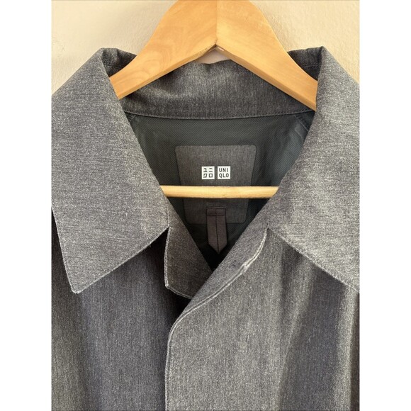 Uniqlo Men's XL Blocktech Trench Coat Gray Waterproof Cotton Lined Tech Jacket - Picture 2 of 4